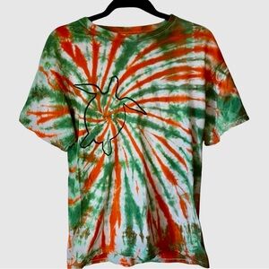 Gildan Tie-Dye Turtle Graphic Tee in Orange, Green & White